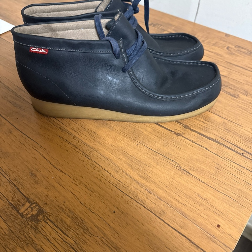 Clarks Dark Blue Leather Chukka Boots